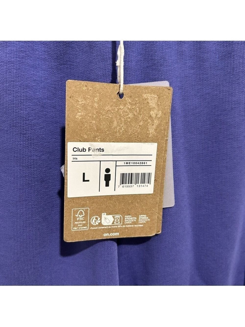 NWT On Cloud Club Sweatpants Purple/Iris Men’s Large Loose Fit - Picture 3 of 6